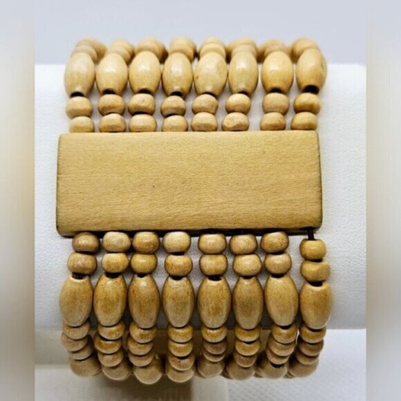 Wooden Bangle Stretch Bracelet - Picture 4 of 4